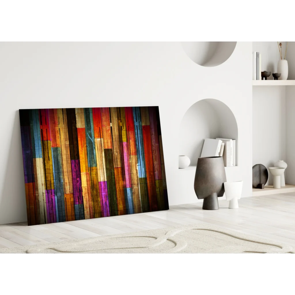 Rainbow Wooden Planks Canvas Wall Art Bursting With Color | Modern Wall Art Decor | vintageantiquesgifts.com