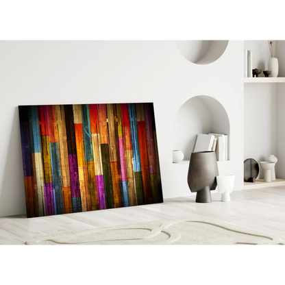 Rainbow Wooden Planks Canvas Wall Art Bursting With Color | Modern Wall Art Decor | vintageantiquesgifts.com