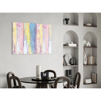 Vibrant pastel stripes glass wall art with dreamy textured finish