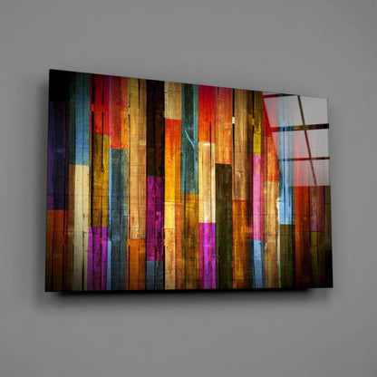 Rainbow Wooden Planks Canvas Wall Art Bursting With Color | Glass Wall Art Print | vintageantiquesgifts.com