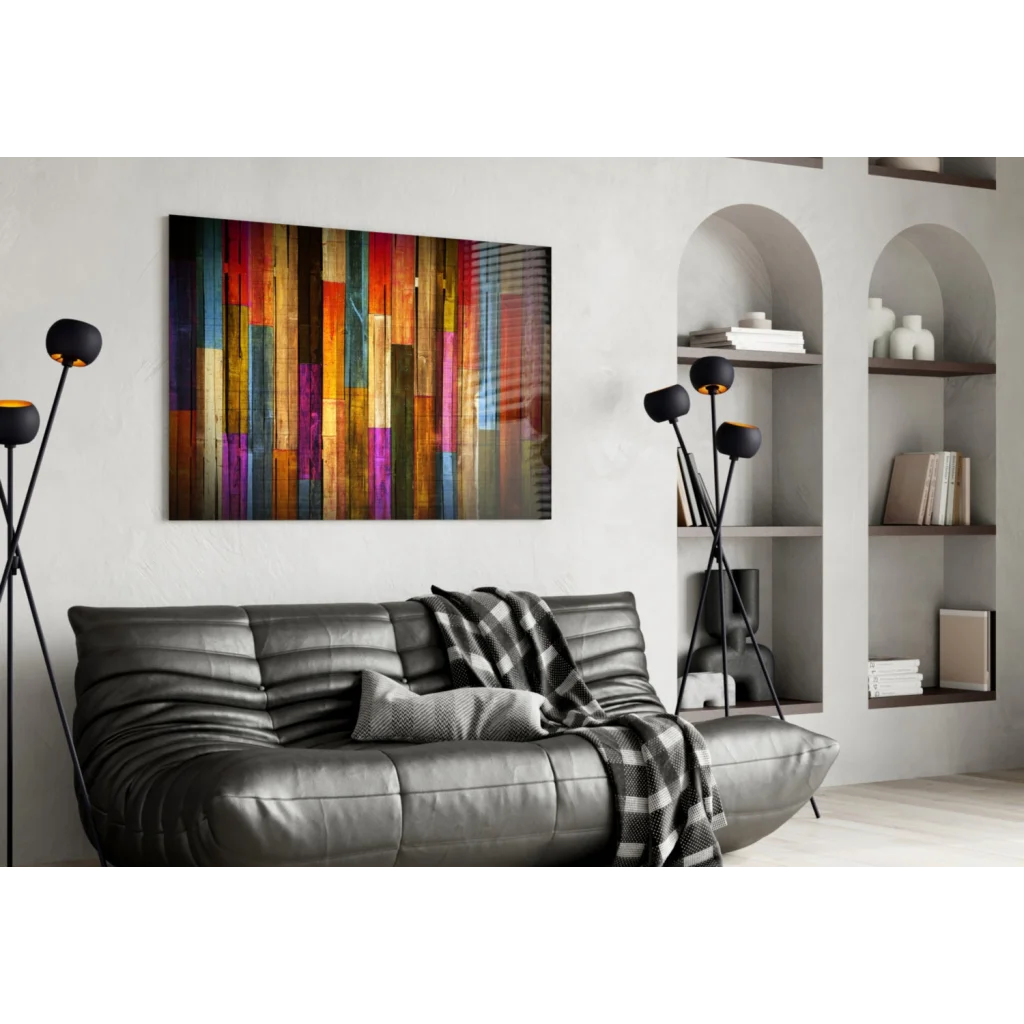 Rainbow Wooden Planks Canvas Wall Art Bursting With Color | Contemporary Home Wall Art | vintageantiquesgifts.com