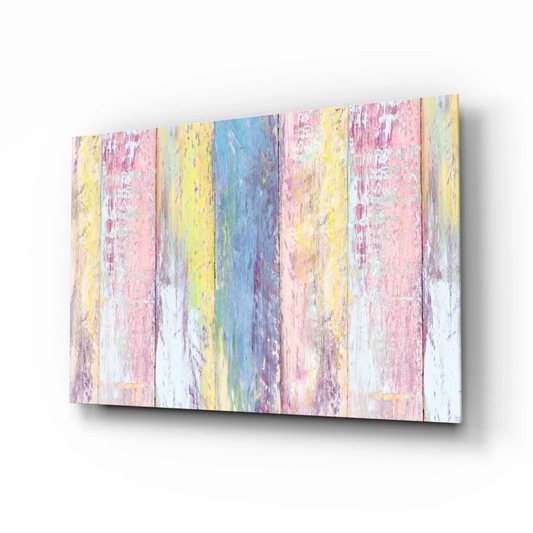 Pastel stripes glass wall art with dreamy textured finish