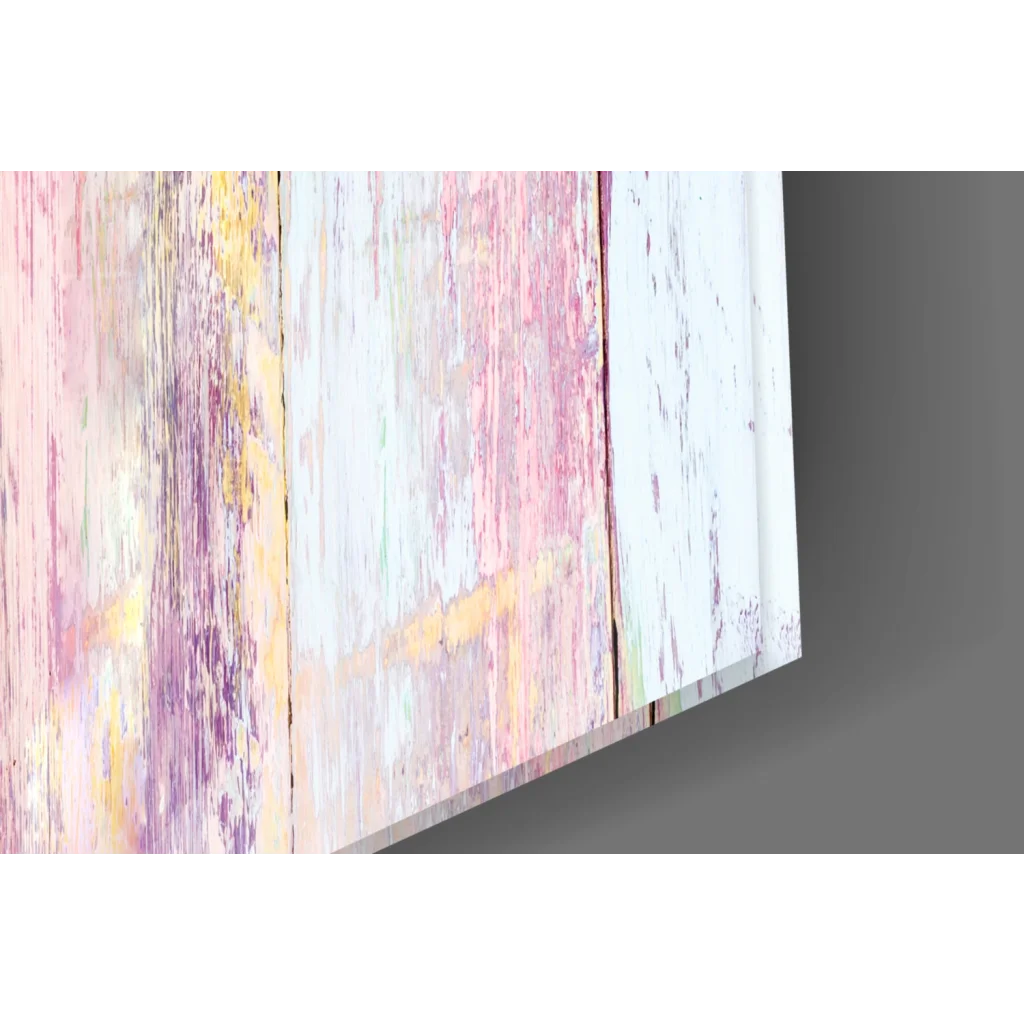 Pastel stripes glass wall art with dreamy textured distressed wood finish