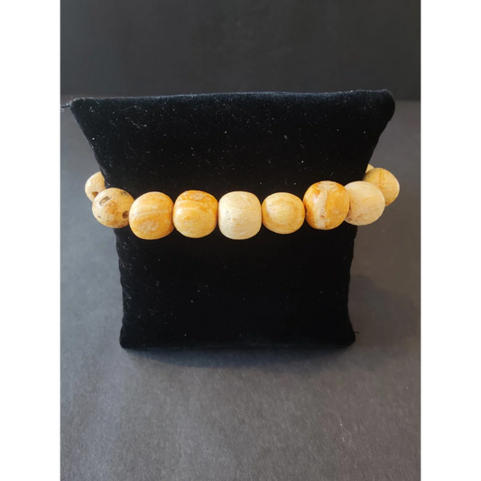 Palo santo wood beaded bracelet 8mm in cream amber tones