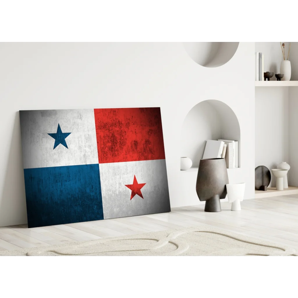 Vintage distressed Panama flag glass wall art print
