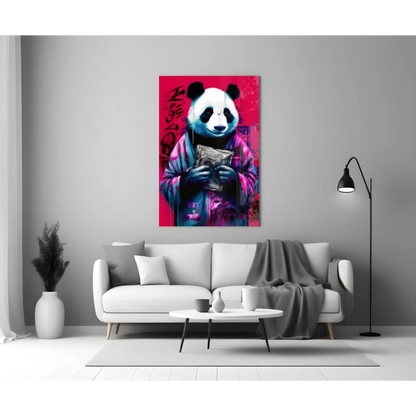 Panda Money Bag Graffiti Pop Art Canvas Wall Art | Modern Wall Art Decor | vintageantiquesgifts.com