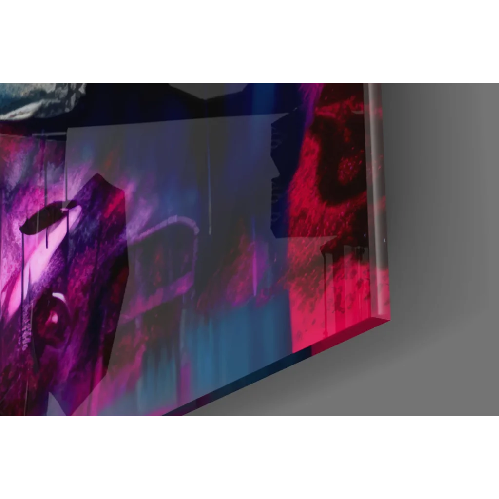 Vibrant pink purple blue abstract panda money bag graffiti pop wall art canvas