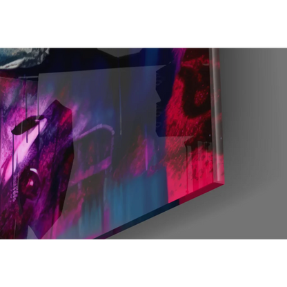 Vibrant pink purple blue abstract panda money bag graffiti pop wall art canvas