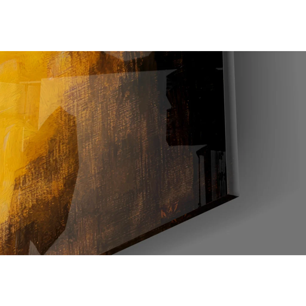 Yellow black abstract art print on canvas from Panda Glass Wall Art Collection