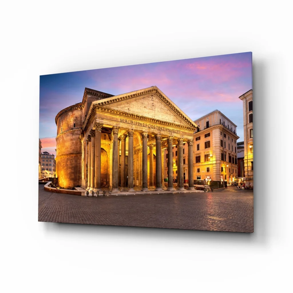 Pantheon Rome dusk canvas wall art print in warm golden light