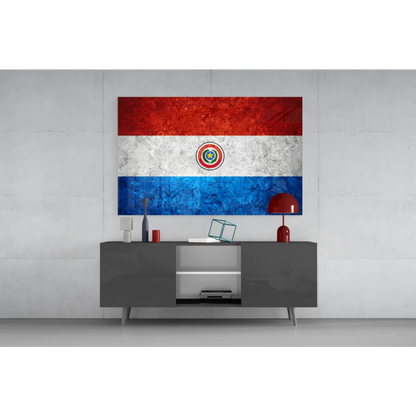 Textured Paraguayan flag canvas wall art with bold stripes