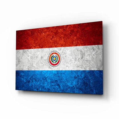 Vintage textured Paraguayan flag canvas wall art print