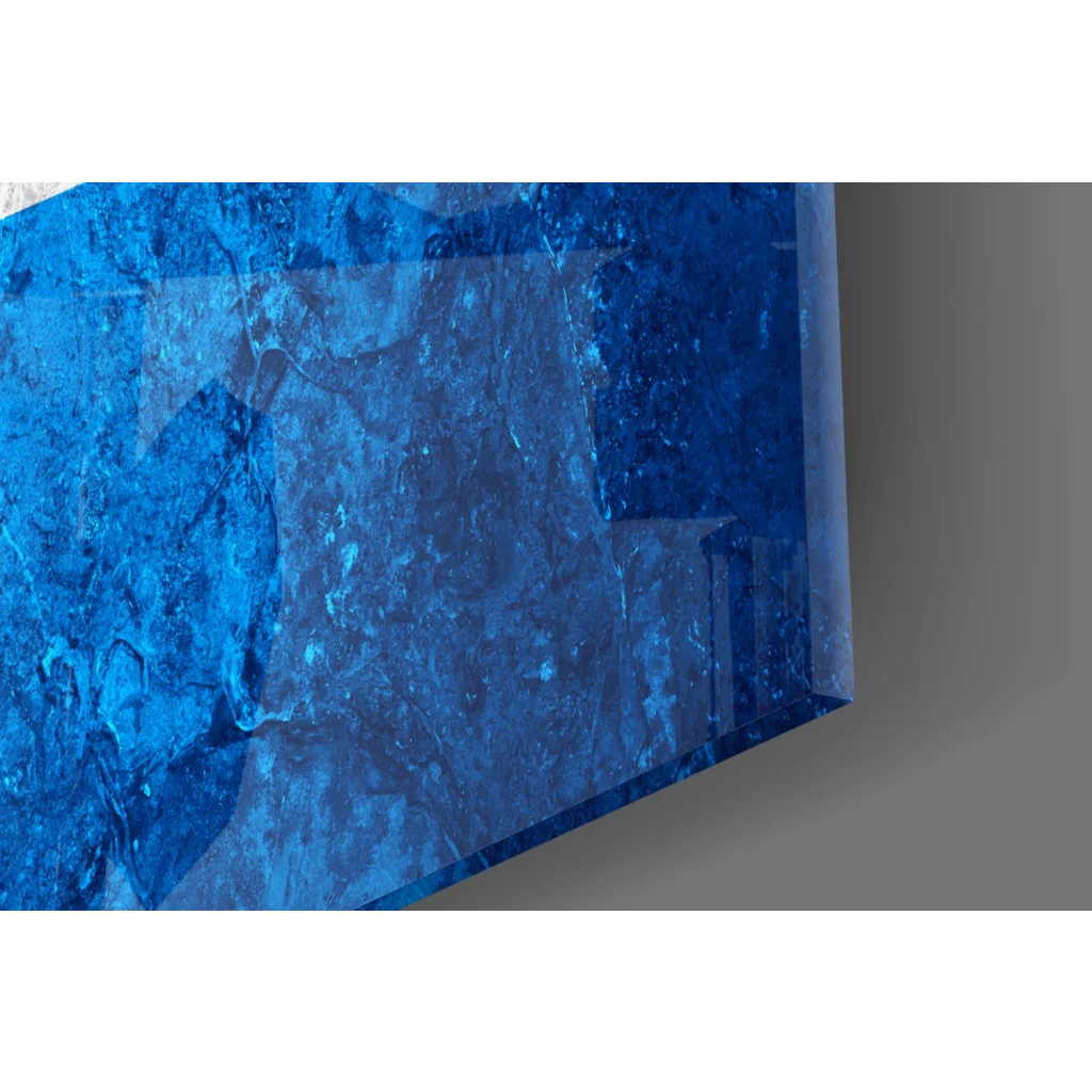 Vibrant blue marble-effect glass wall art panel with glossy Paraguayan flag vintage texture