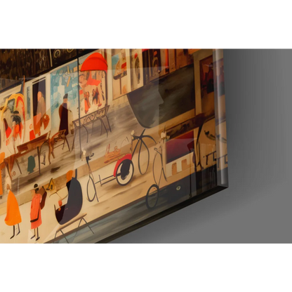 Vibrant Parisian street scene wall art canvas with Eiffel Tower