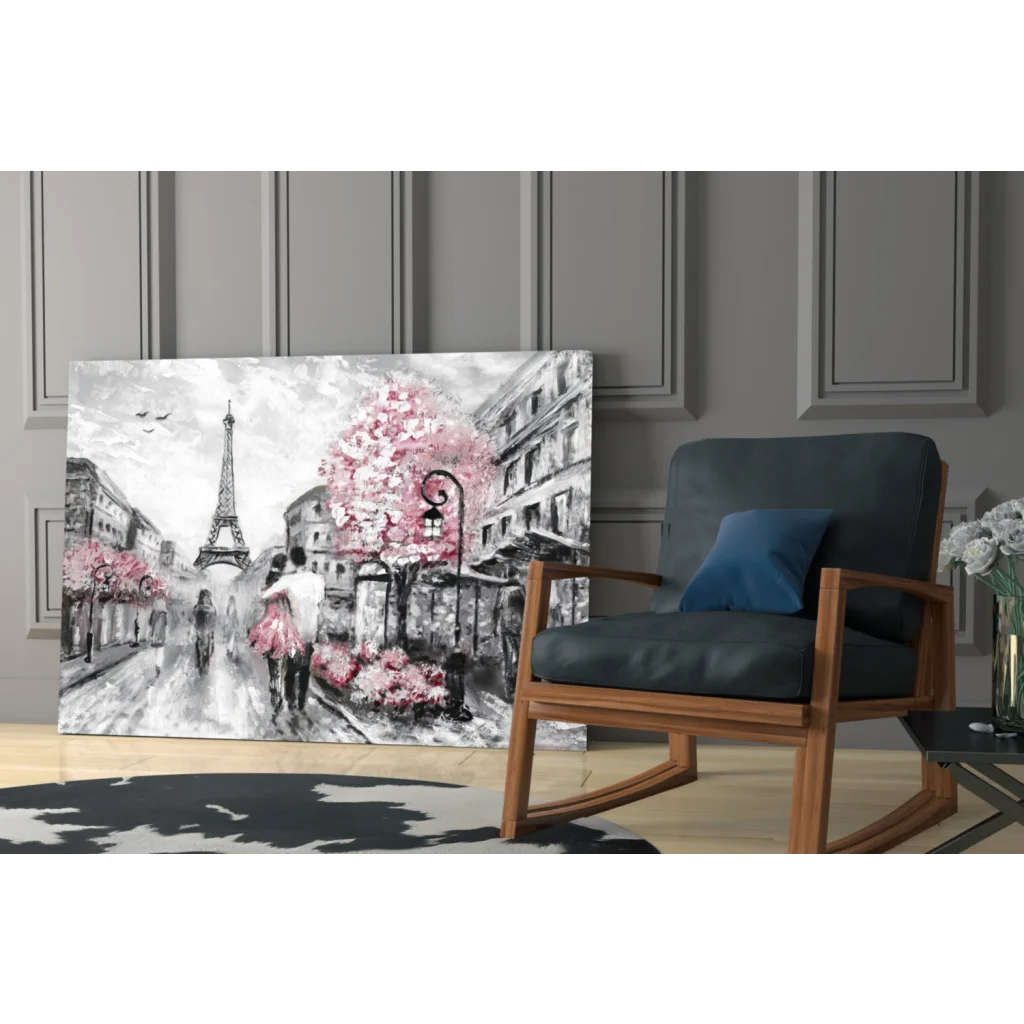 Paris Eiffel Tower cherry blossom wall art canvas print