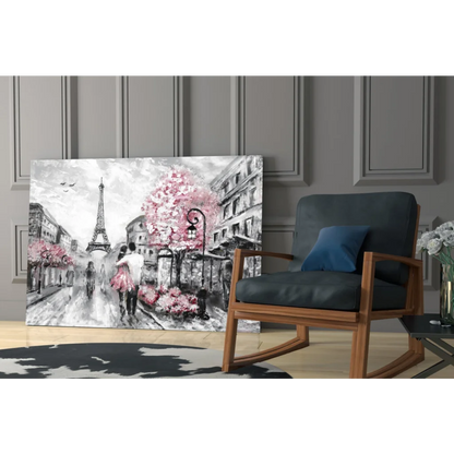 Paris Eiffel Tower cherry blossom wall art canvas print