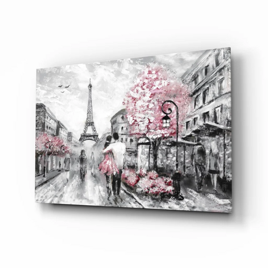 Paris Eiffel Tower cherry blossom wall art canvas print