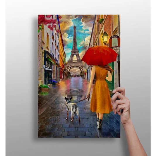 Parisian red umbrella with Eiffel Tower canvas art print