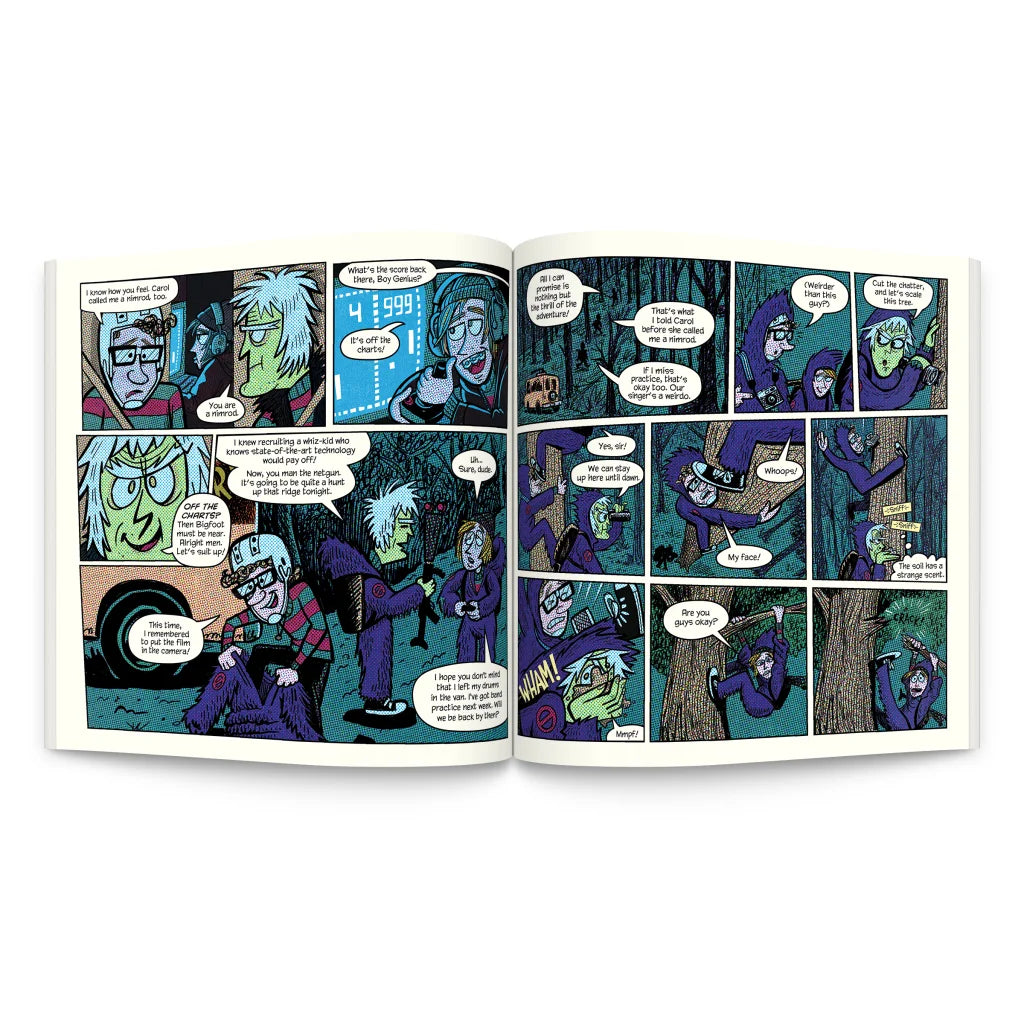 Open Parker Jacobs Goon Holler comic book with colorful illustrations and speech bubbles