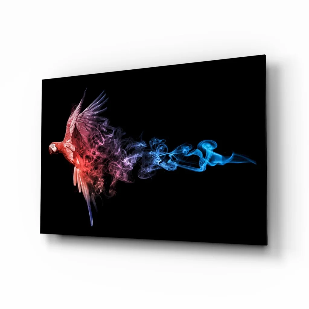 Fiery Parrot Smoke Canvas Wall Art | Insigneart USA | vintageantiquesgifts.com