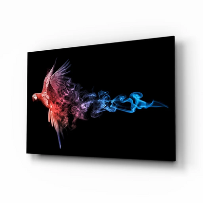Fiery Parrot Smoke Canvas Wall Art | Insigneart USA | vintageantiquesgifts.com