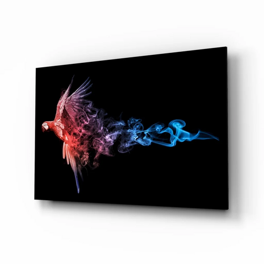 Fiery Parrot Smoke Canvas Wall Art | Insigneart USA | vintageantiquesgifts.com