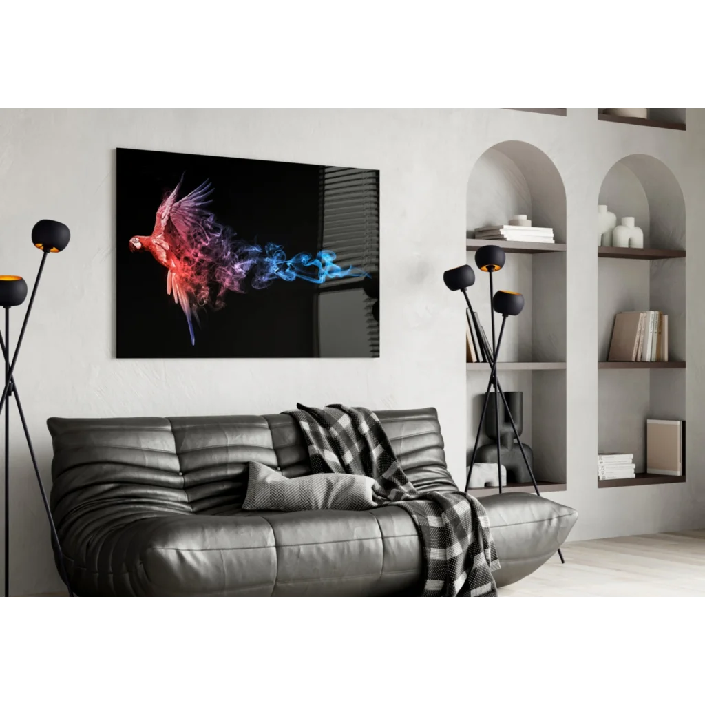 Fiery Parrot Smoke Canvas Wall Art | Contemporary Home Wall Art | vintageantiquesgifts.com