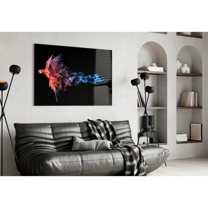 Fiery Parrot Smoke Canvas Wall Art | Contemporary Home Wall Art | vintageantiquesgifts.com