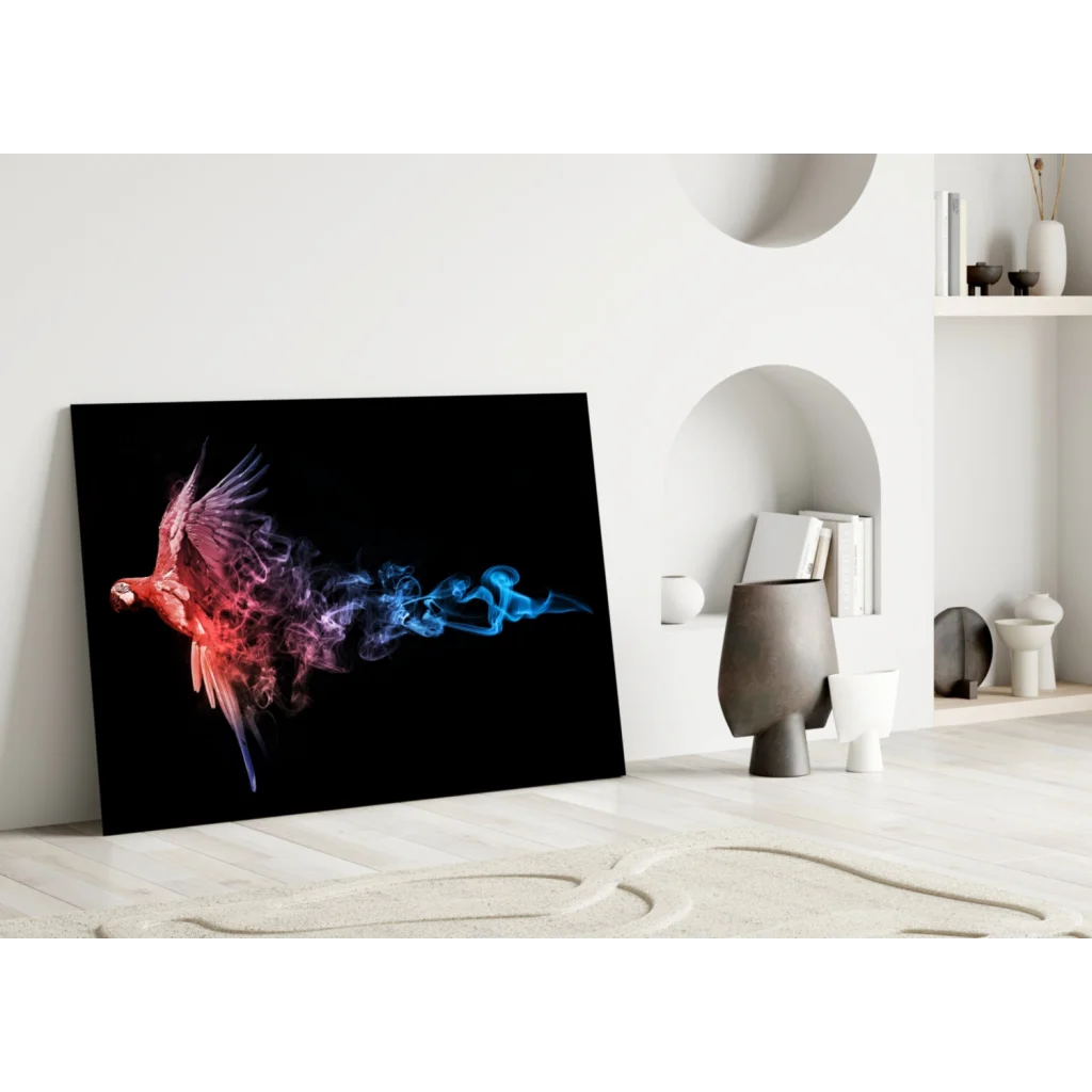 Fiery Parrot Smoke Canvas Wall Art | Modern Wall Art Decor | vintageantiquesgifts.com