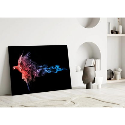 Fiery Parrot Smoke Canvas Wall Art | Modern Wall Art Decor | vintageantiquesgifts.com