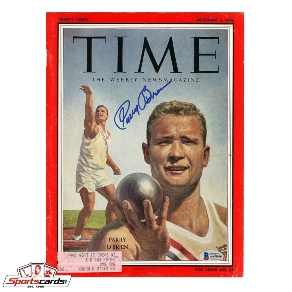 1952 Parry O’Brien signed magazine cover, gold medal winning shot