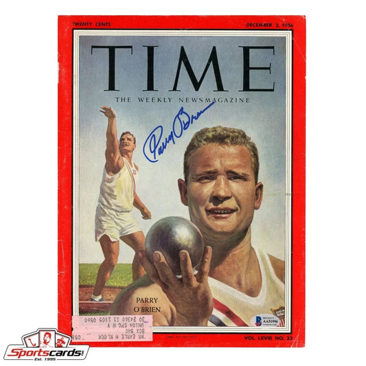 1952 Parry O’Brien signed magazine cover, gold medal winning shot