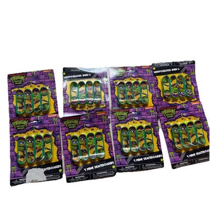 TMNT party favors: purple yellow mini skateboards with green turtles