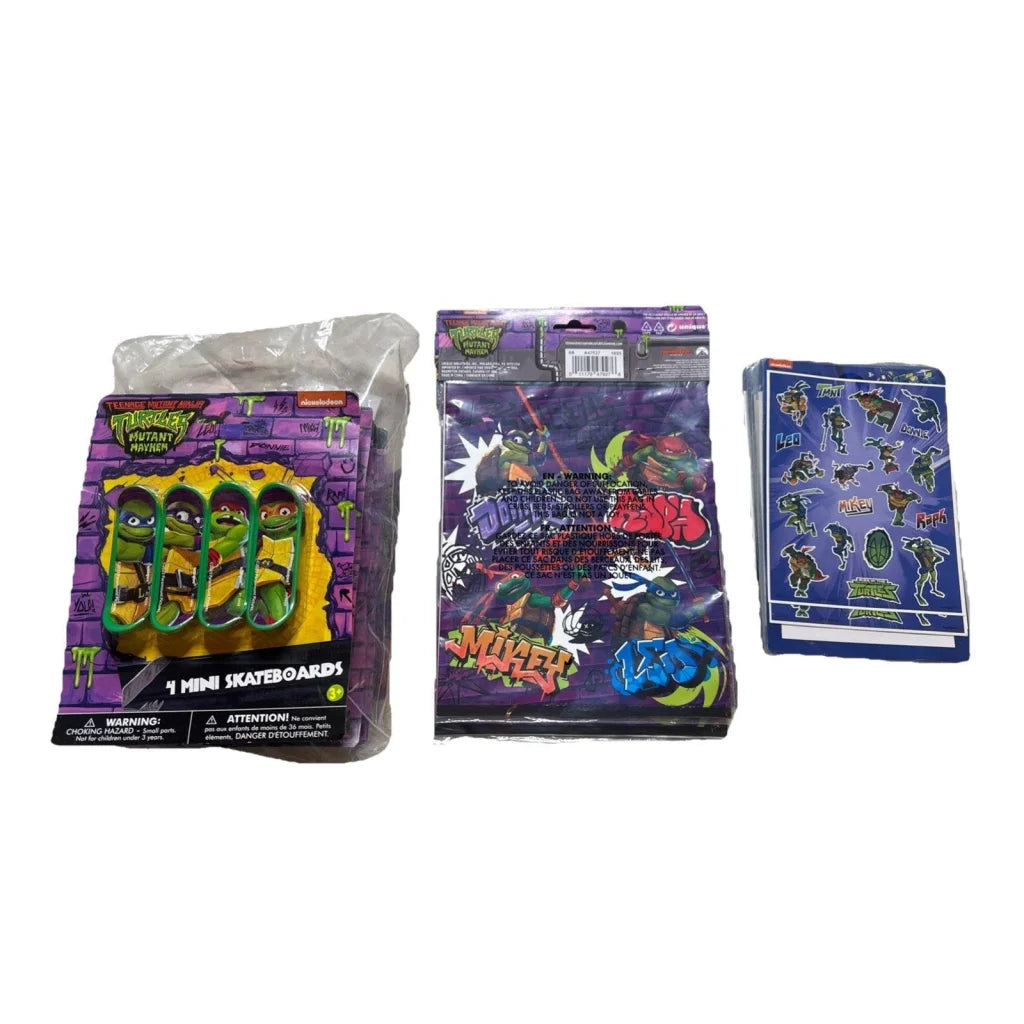 TMNT purple green mini skateboards party favors in clear package
