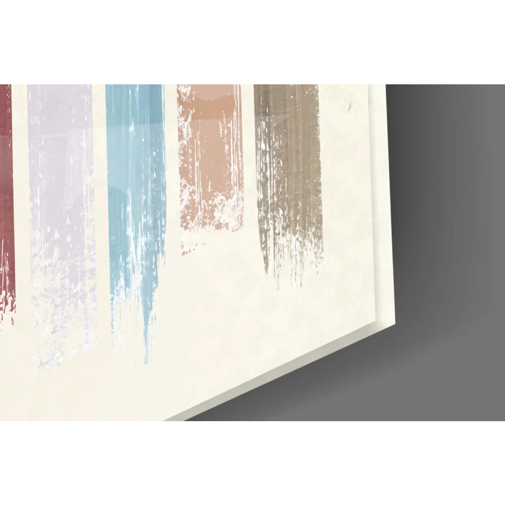 Pastel rainbow stripe canvas wall art print in white frame