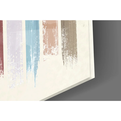 Pastel rainbow stripe canvas wall art print in white frame