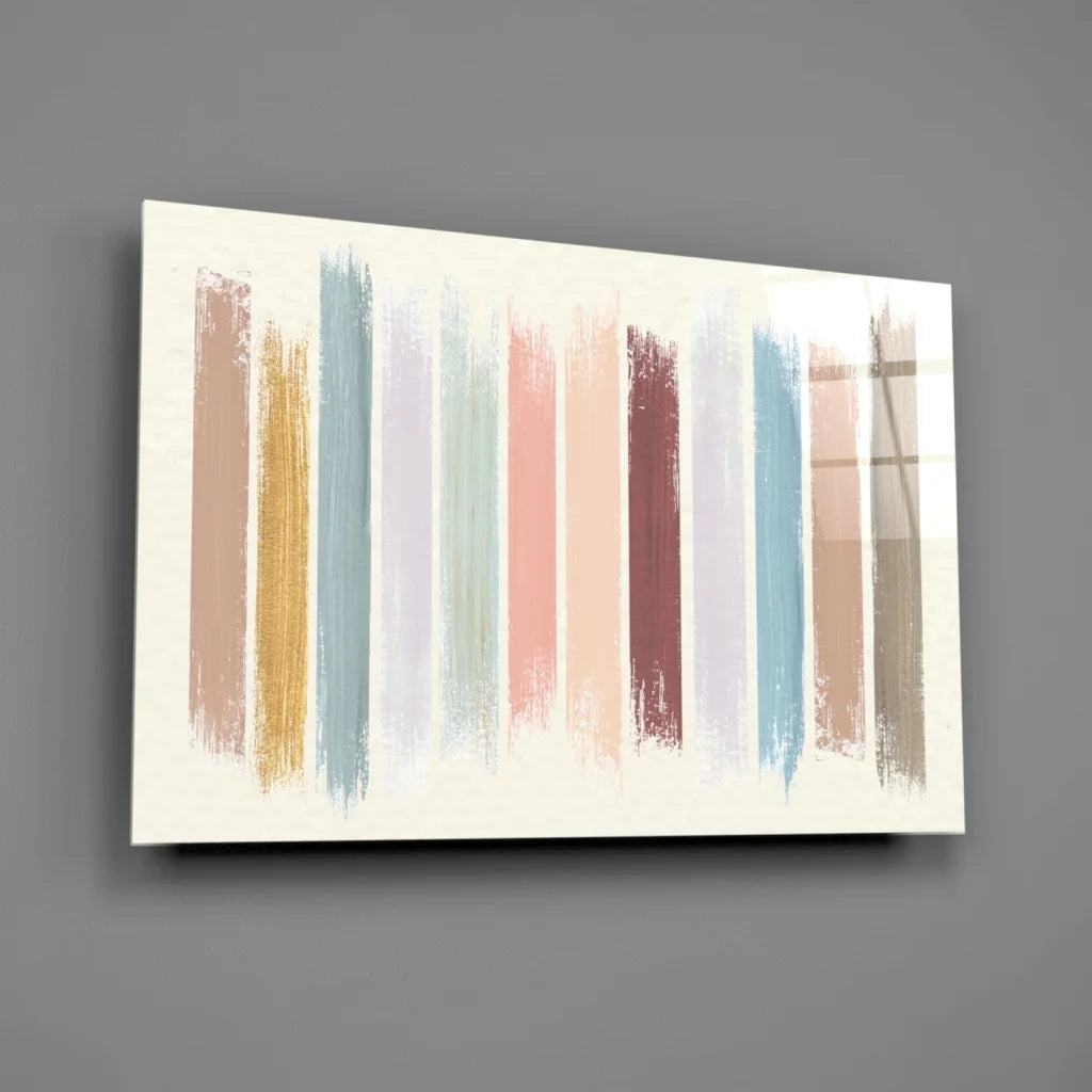 Pastel brushstroke striped canvas wall art with modern abstract design