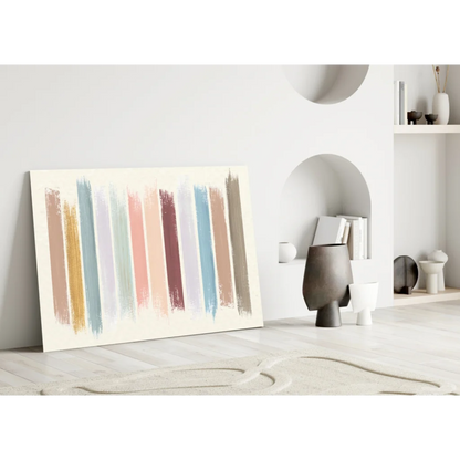 Pastel brushstroke wall art print in soft yellow pink blue green hues