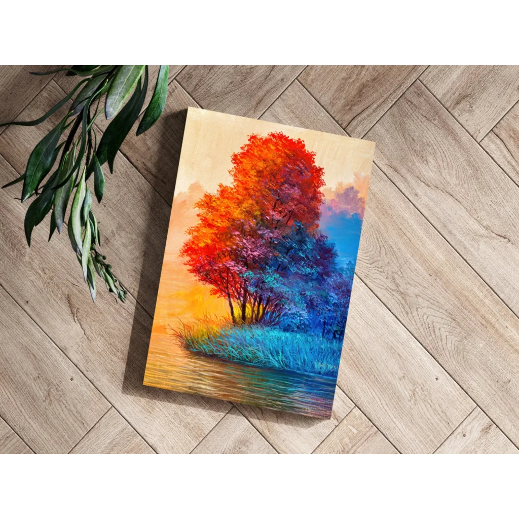 Fiery Tree Insigne Aluminum Print with Vivid Colors | Modern Wall Art Decor | vintageantiquesgifts.com