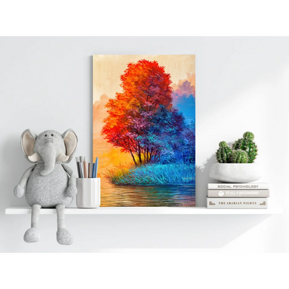 Vibrant fiery tree insigne aluminum print in vivid colors