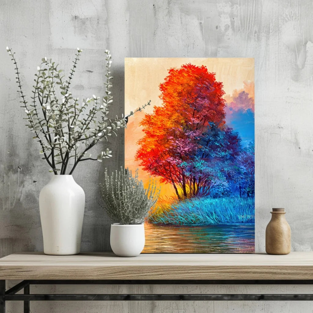 Fiery Tree Insigne Aluminum Print with Vivid Colors | Glass Wall Art Print | vintageantiquesgifts.com