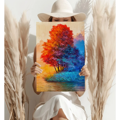 Fiery Tree Insigne Aluminum Print with Vivid Colors | Contemporary Home Wall Art | vintageantiquesgifts.com