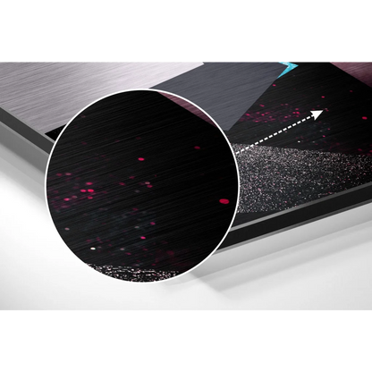 Black textured brushed aluminium dibond with pink silver glitter