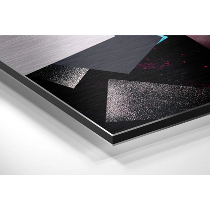 Stunning brushed aluminium dibond abstract geometric wall art with metallic textures