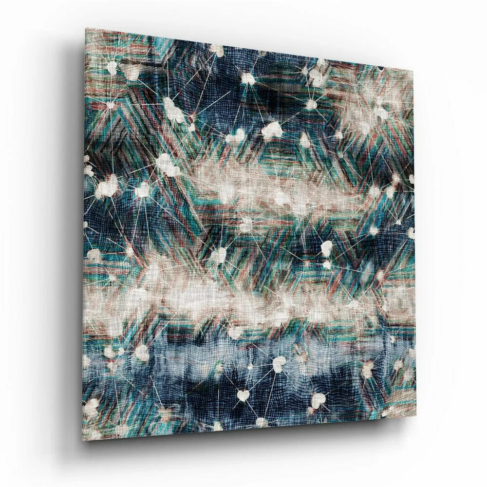 Teal Abstract Network Canvas Wall Art with Textured Layers | Insigneart USA | vintageantiquesgifts.com