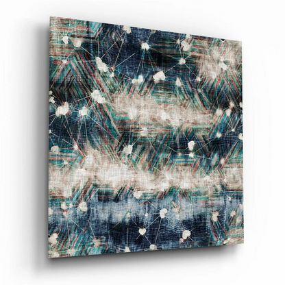 Teal Abstract Network Canvas Wall Art with Textured Layers | Insigneart USA | vintageantiquesgifts.com