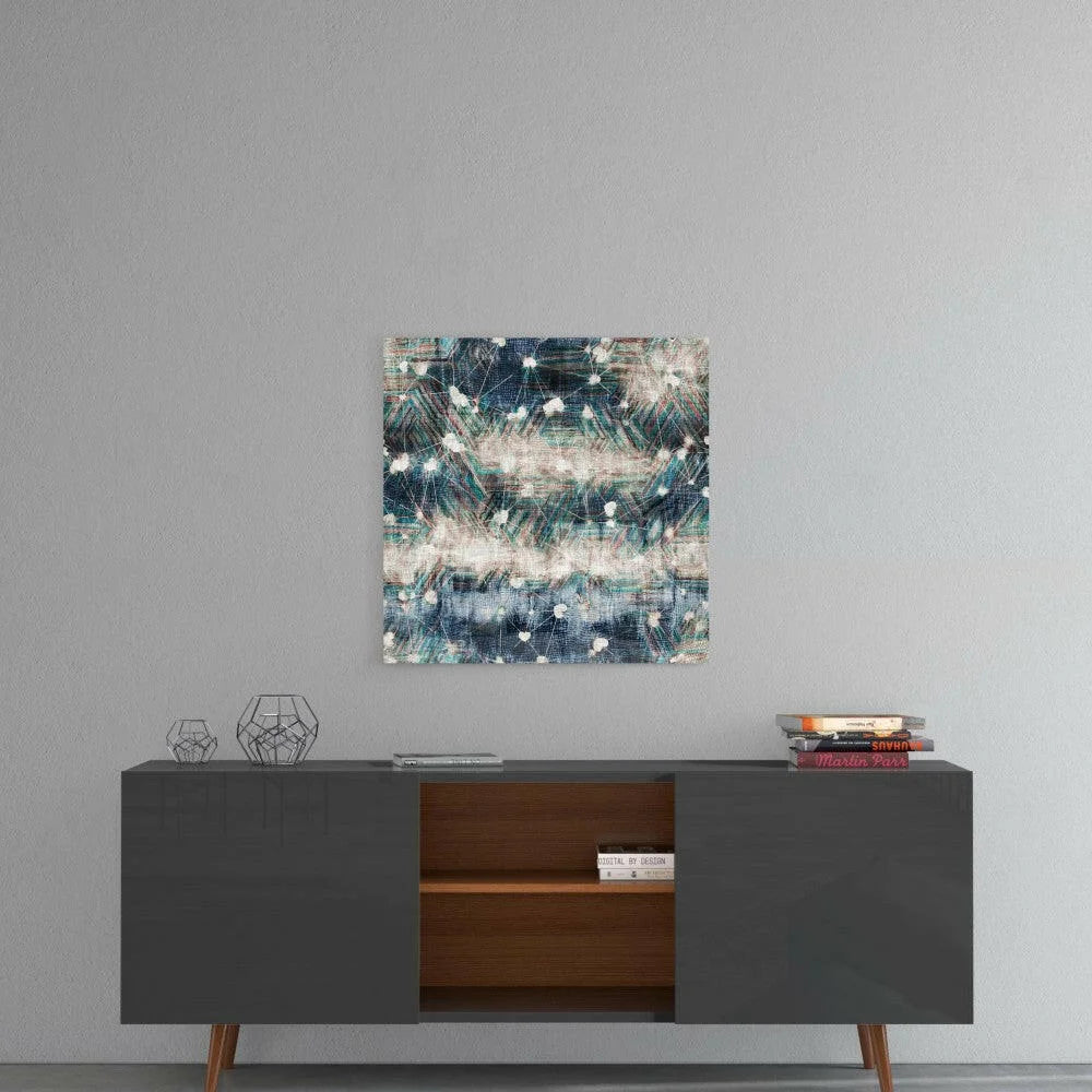 Teal Abstract Network Canvas Wall Art with Textured Layers | Contemporary Home Wall Art | vintageantiquesgifts.com