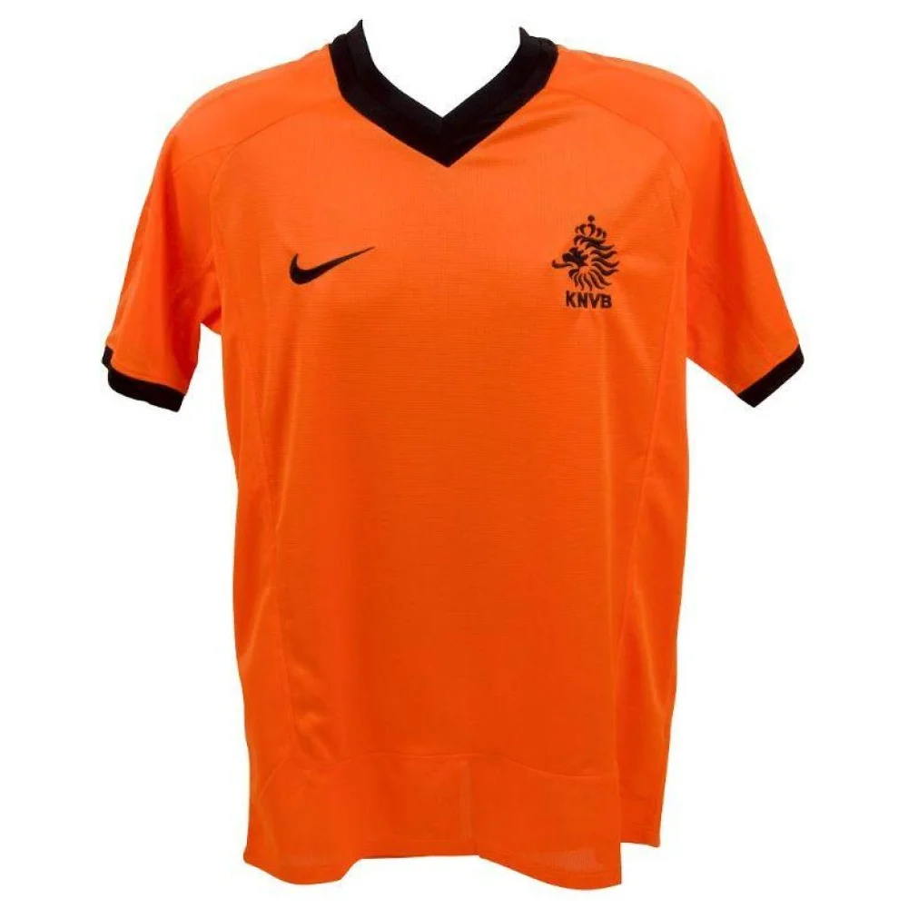 Orange short-sleeved V-neck Holland national team jersey signed by Patrick Kluivert