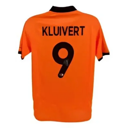 Orange holland national team jersey with patrick kluivert signed name and number 9