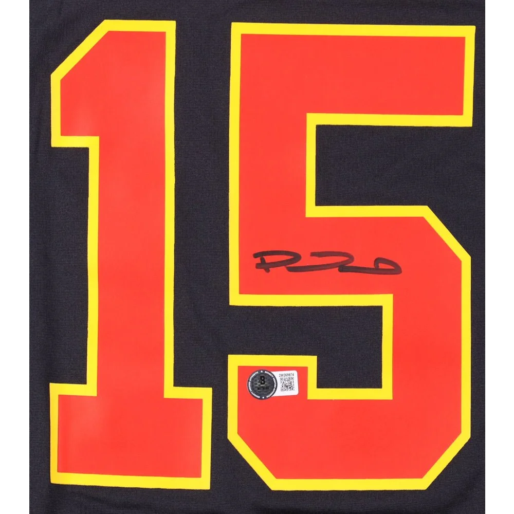 Black Patrick Mahomes II signed Chiefs jersey with LVIII patch and red yellow number 15
